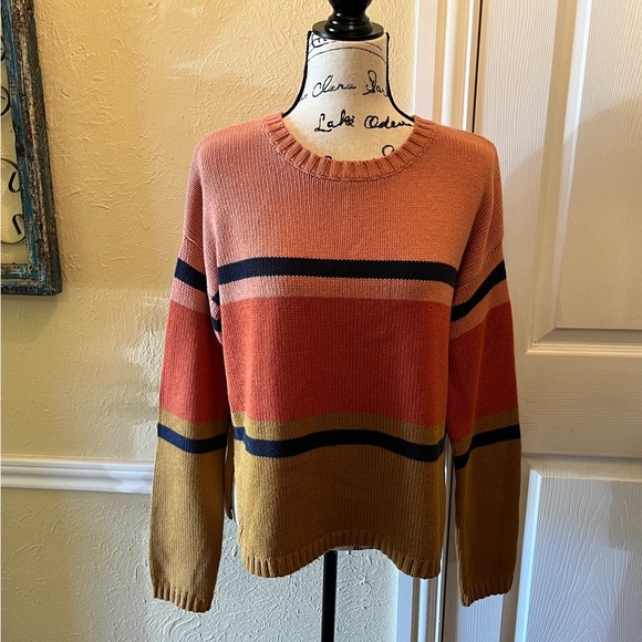 Pendleton Sweaters - Pendleton Women’s Relaxed-fit Stripe Pullover Sweater Pink Tan Size M NWT